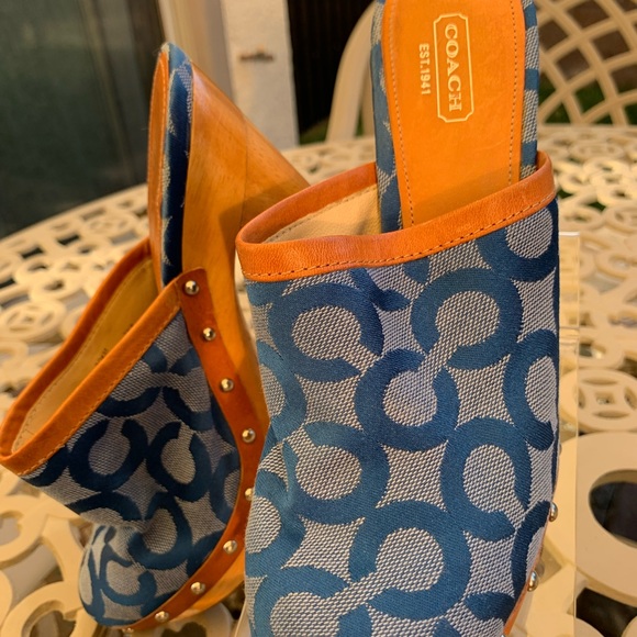 Vintage Denim Coach “BACALL” 4.5” w/1” Platform Mule Clogs! - Picture 5 of 16